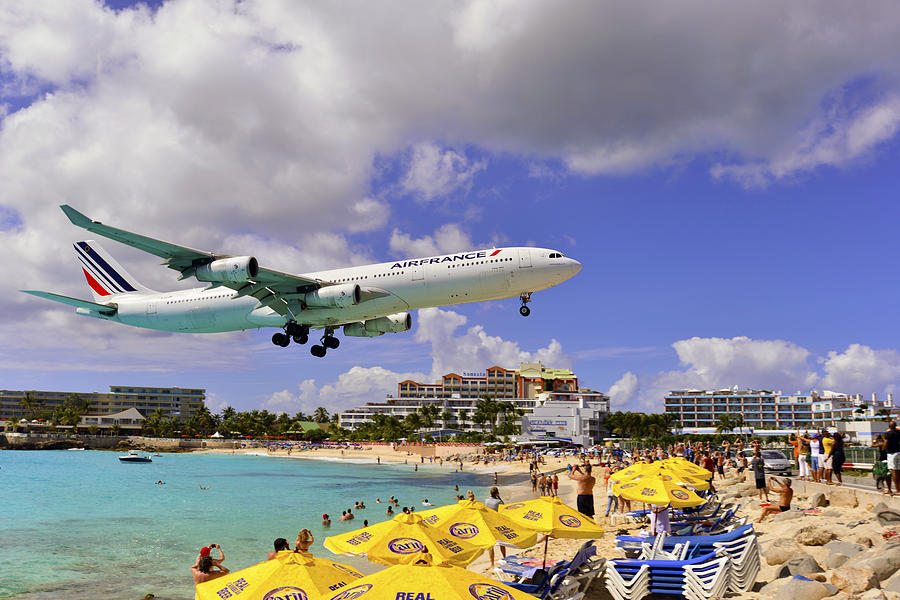 Air France Landing at St Maarten Photograph by Matt Swinden