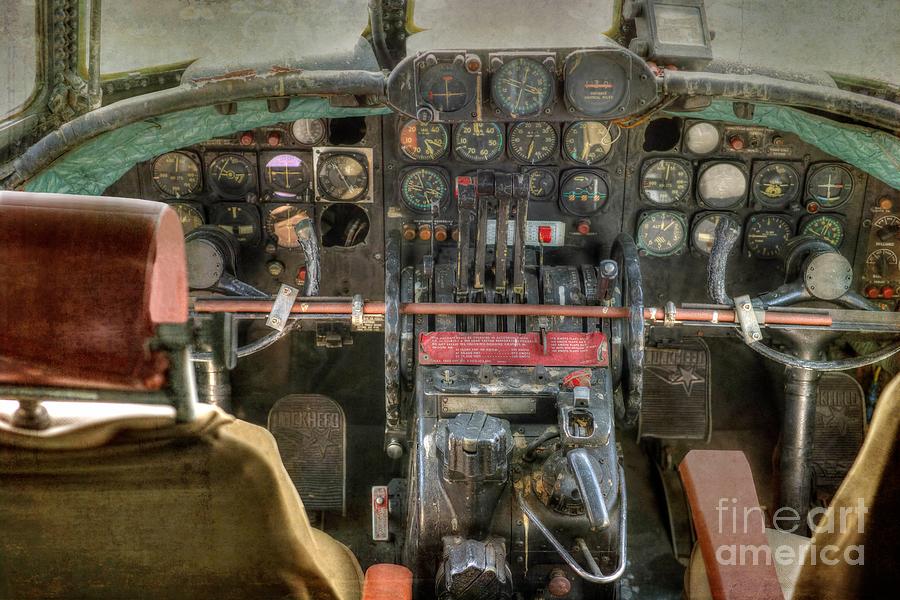 Vintage Photograph - Air - The Cockpit - Lockheed EC-121T by Liane Wright