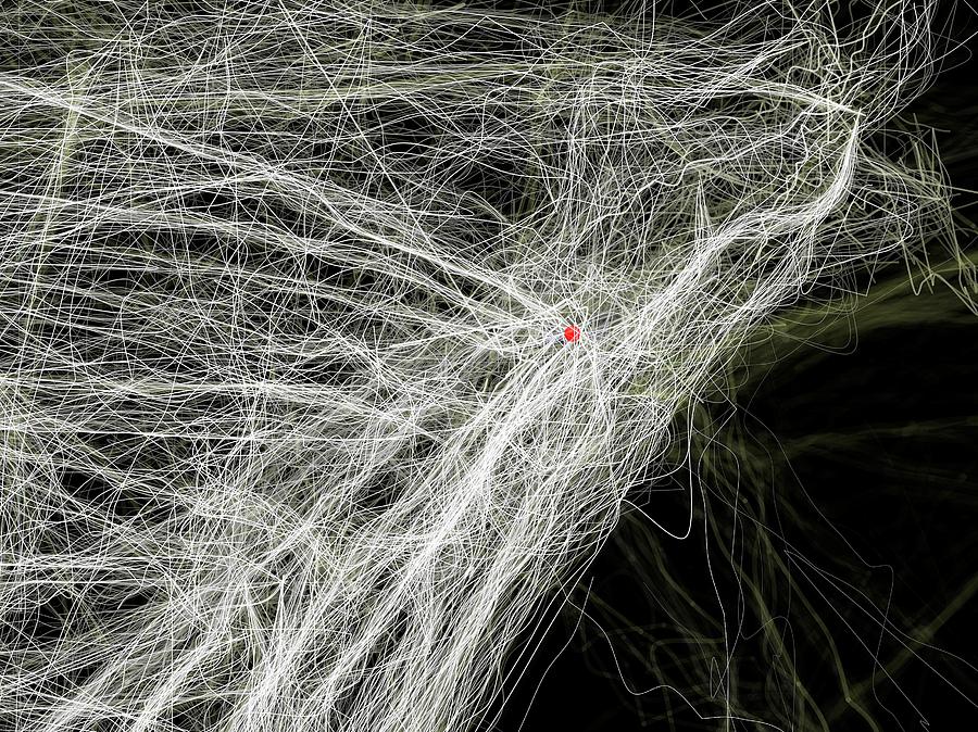 Transportation Photograph - Air Traffic Visualisation by Aaron Koblin/science Photo Library