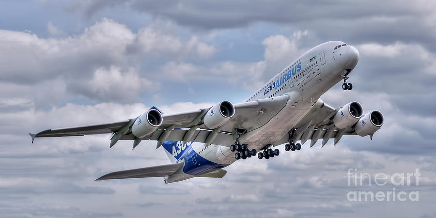 Airbus A380 Photograph - Airbus A380 - Take-Off by Steve H Clark Photography