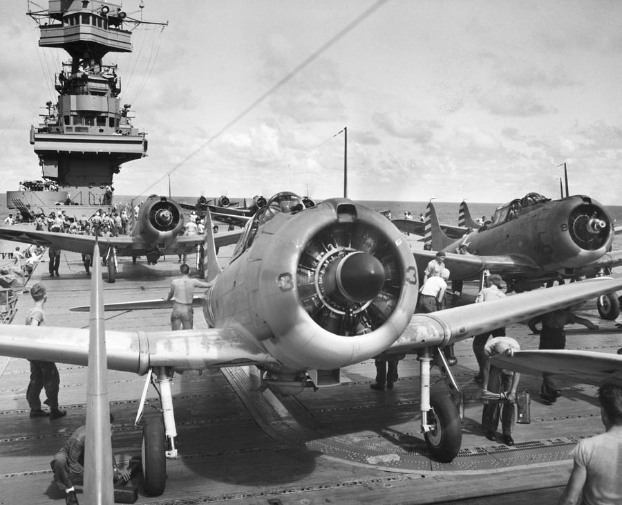 Aircraft Carrier, 1942 Photograph by Granger