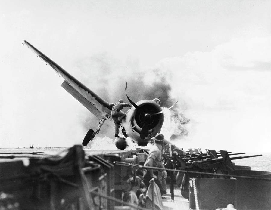Aircraft Crash In World War II Photograph by Us Navy/us National Archives/science Photo Library