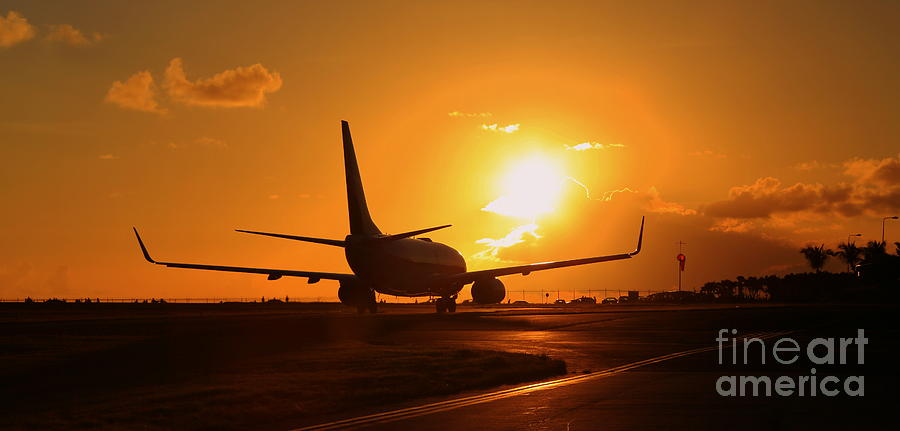 Aircraft during sunset Photograph by Mina Isaac
