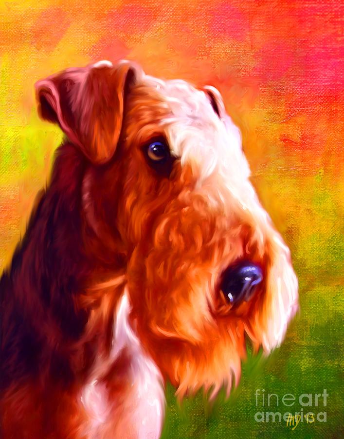 Airedale Dog Portrait Painting by Iain McDonald - Pixels