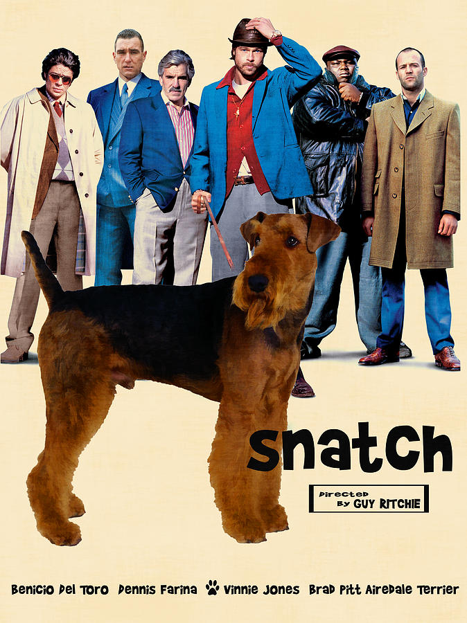 Dog Painting - Airedale Terrier Art Canvas Print - Snatch Movie Poster by Sandra Sij