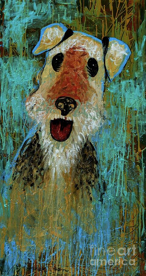Abstract Painting - Airedale Terrier by Genevieve Esson