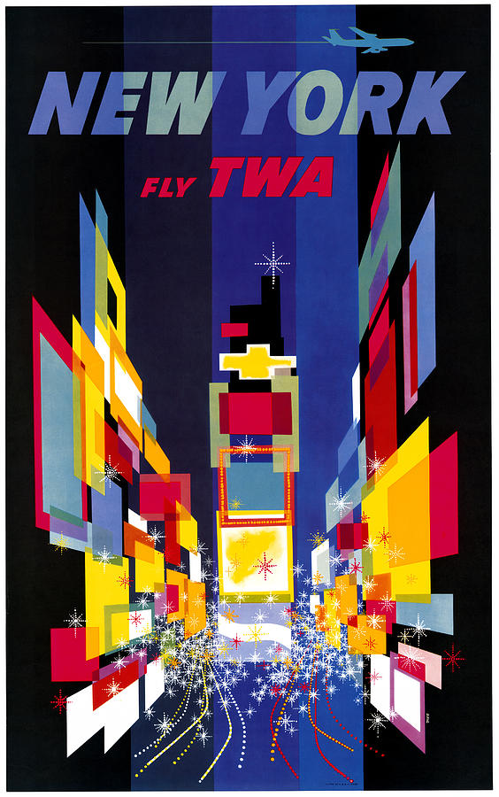 Airline Poster, C1960 Drawing by David Klein