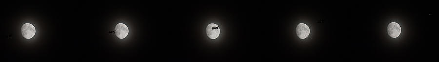 Airliner passing in front of the Moon Digital Art by Gary Eason