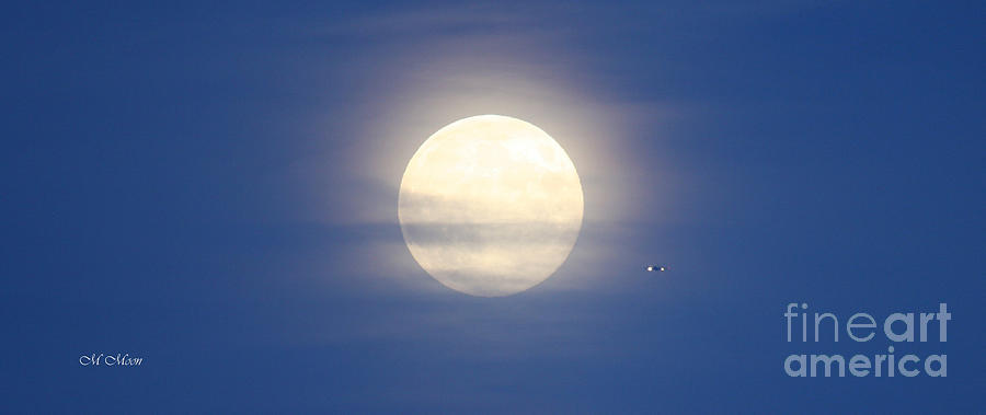 Airplane Flying Into Full Moon Photograph by Tap On Photo