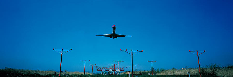 Transportation Photograph - Airplane Landing Philadelphia by Panoramic Images