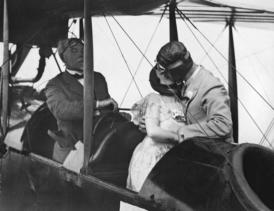 Airplane Wedding Kiss Photograph by Underwood Archives