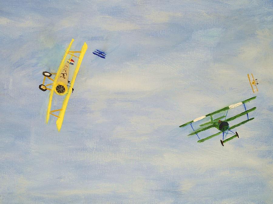 Bi Plane Painting - Airplanes at Play Horizontal position 1 by Carl S Kralich