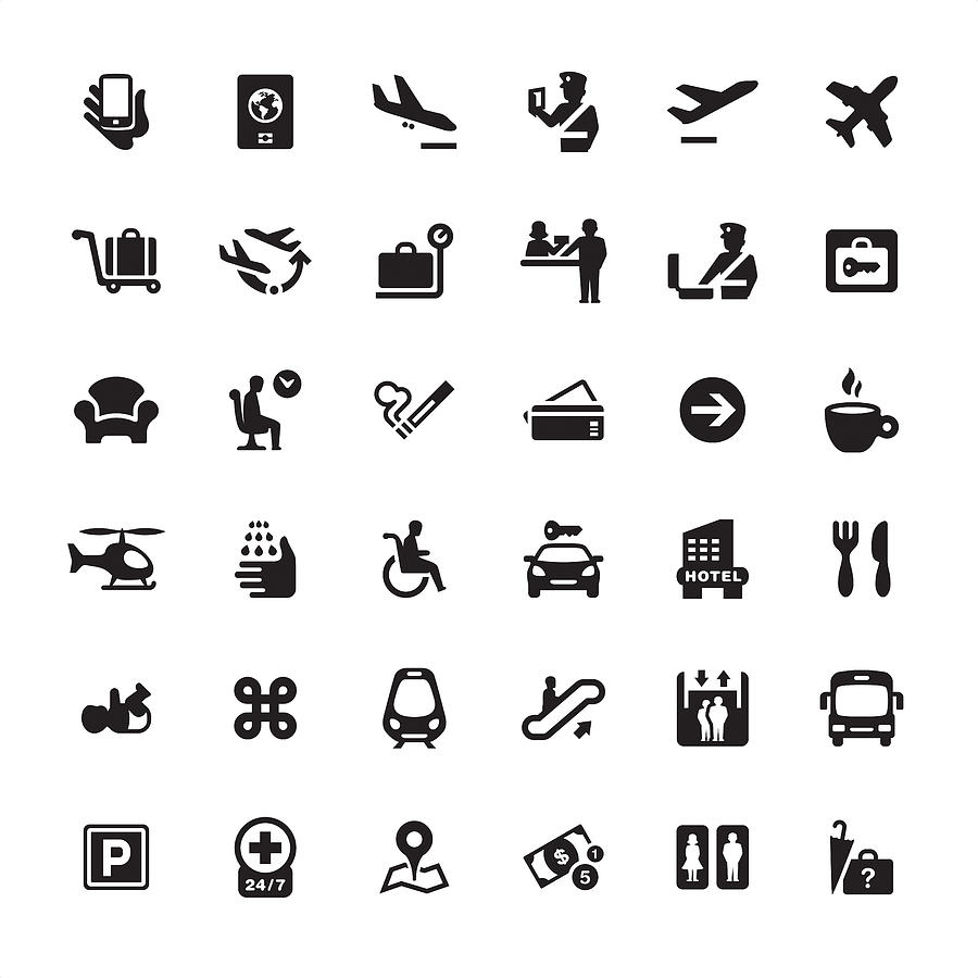 Airport Information icons pack Drawing by Lushik