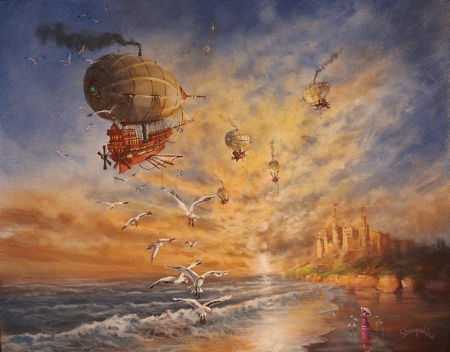 Airship Armada Painting by Tom Shropshire