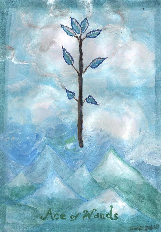 Tarot Painting - Airy Ace of Wands by Sushila Burgess Tarot Painting - Airy Ace of Wands by Sushila Burgess