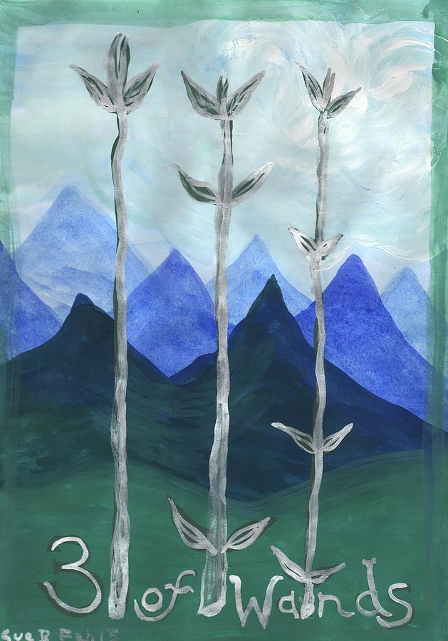 Tarot Painting - Airy Three of Wands by Sushila Burgess Tarot Painting - Airy Three of Wands by Sushila Burgess