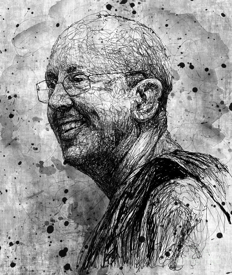 Ajahn Brahm Drawing by Michael Volpicelli