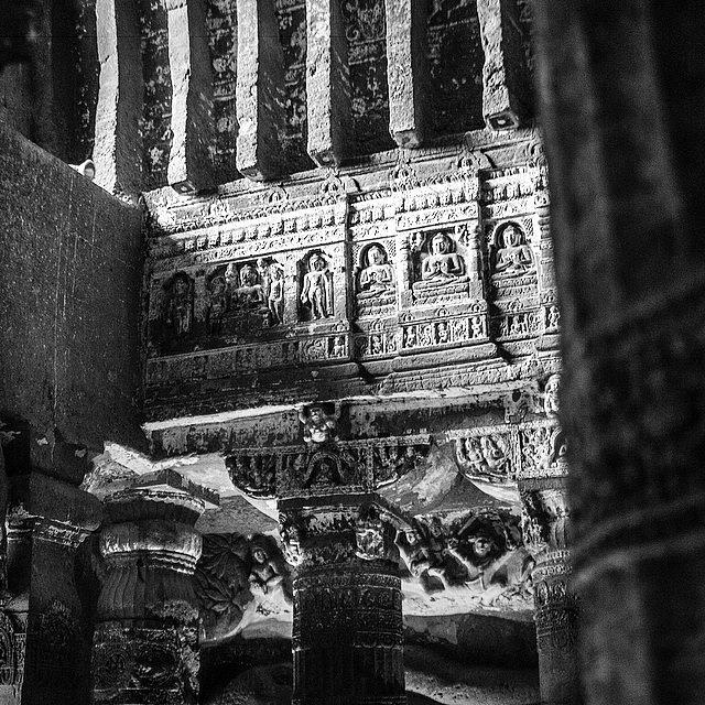 Mystery Photograph - Ajanta 30 Rock- Cut Caves By Buddhist by Aleck Cartwright