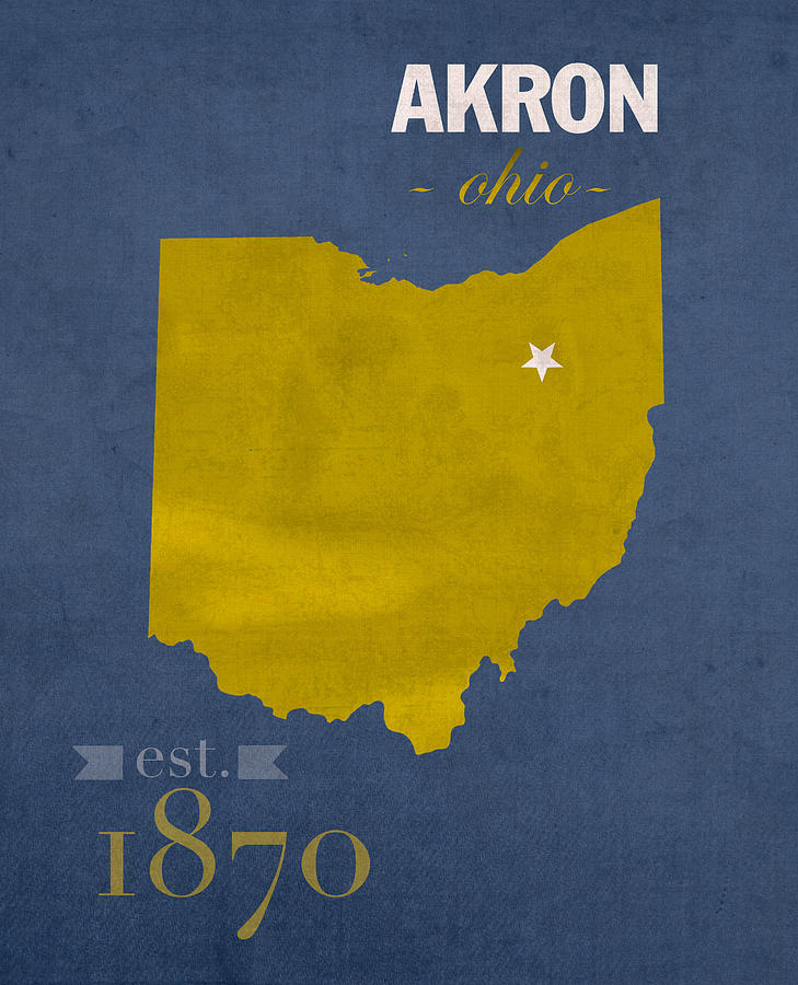 Akron Mixed Media - Akron Zips Ohio College Town State Map Poster Series No 007 by Design Turnpike