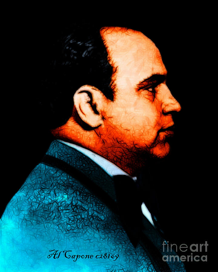 Al Capone c28169 - Black - Painterly - Text Photograph by Wingsdomain Art and Photography