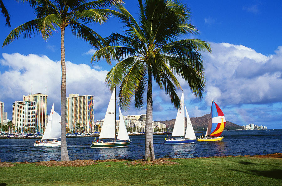 Boat Photograph - Ala Wai Harbor by Peter French - Printscapes