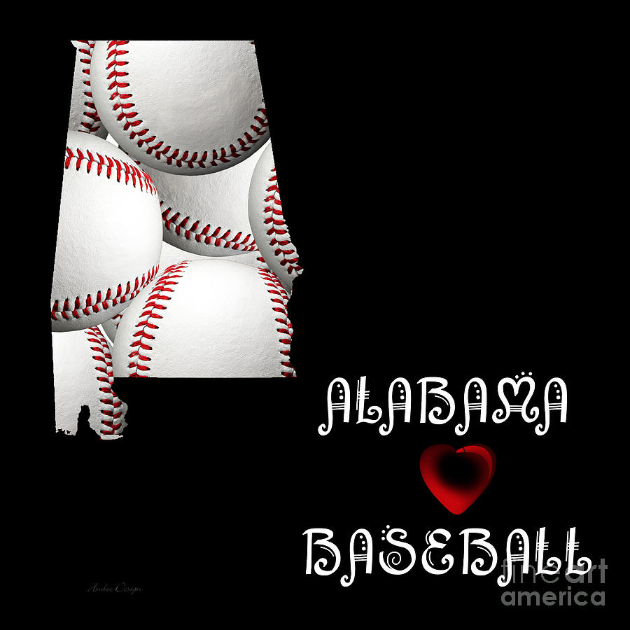 Alabama Loves Baseball Digital Art by Andee Design