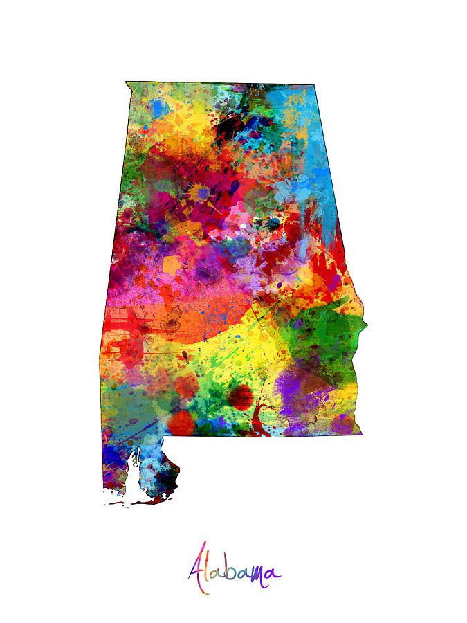 United States Map Digital Art - Alabama Map by Michael Tompsett