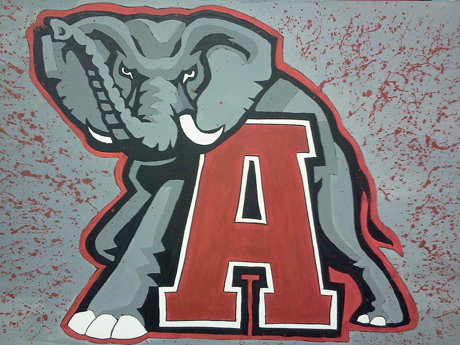 Football Painting - Alabama Roll Tide by Lisa Collinsworth