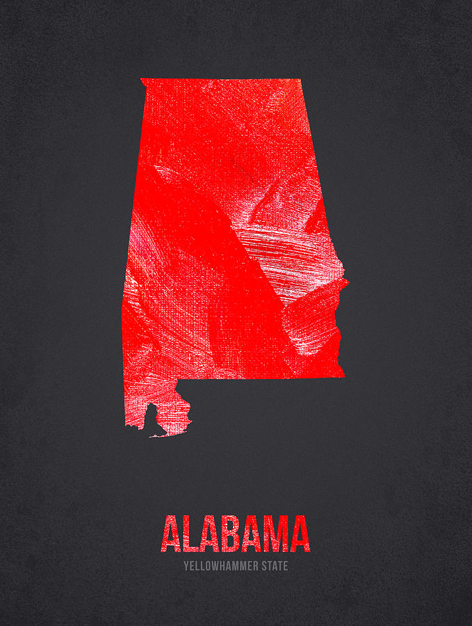Map Digital Art - Alabama Yellowhammer state by Aged Pixel