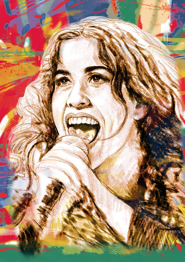 Portrait Drawing - Alanis Morissette - stylised drawing art poster by Kim Wang