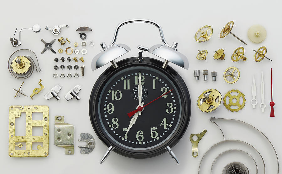New York City Photograph - Alarm Clock And Parts by Biwa Studio