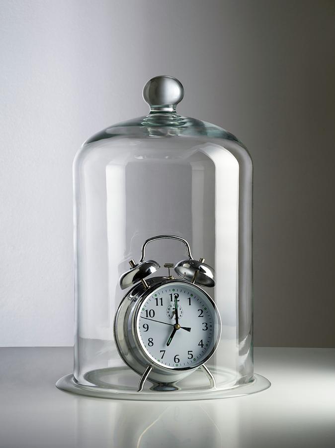 Alarm Clock Inside A Bell Jar Photograph by Science Photo Library