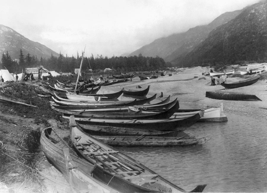 Alaska Canoes, C1897 Photograph by Granger