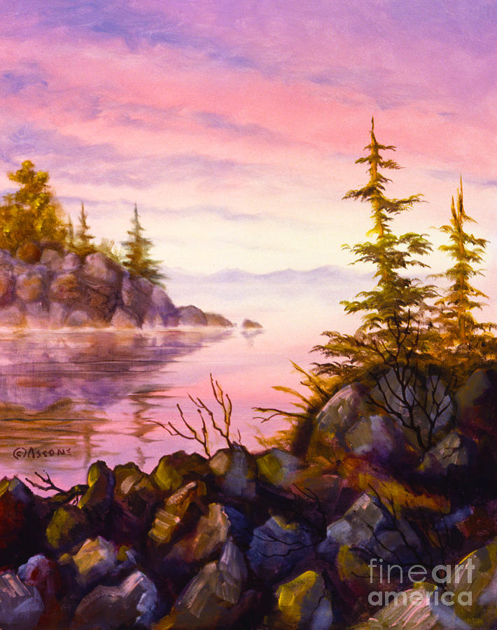 Alaska Coastal Sunset Painting by Teresa Ascone