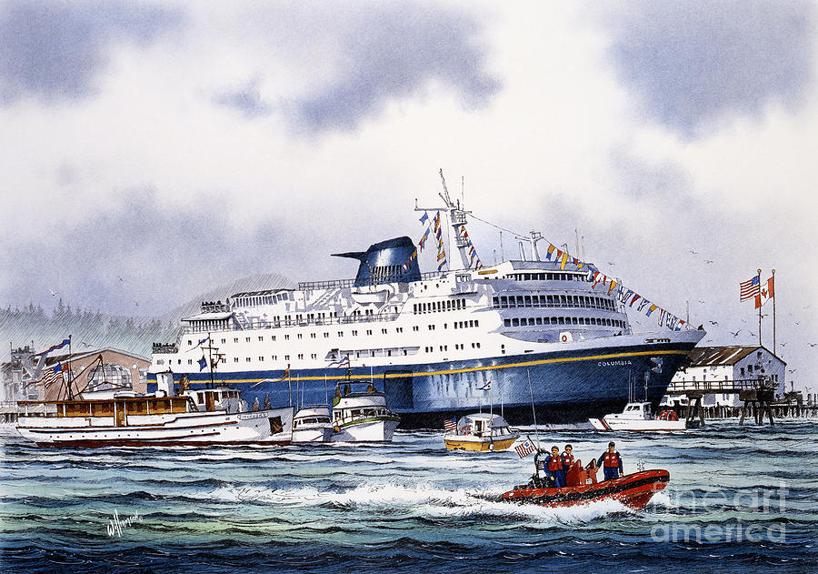 Ferry Painting - Alaska Ferry by James Williamson