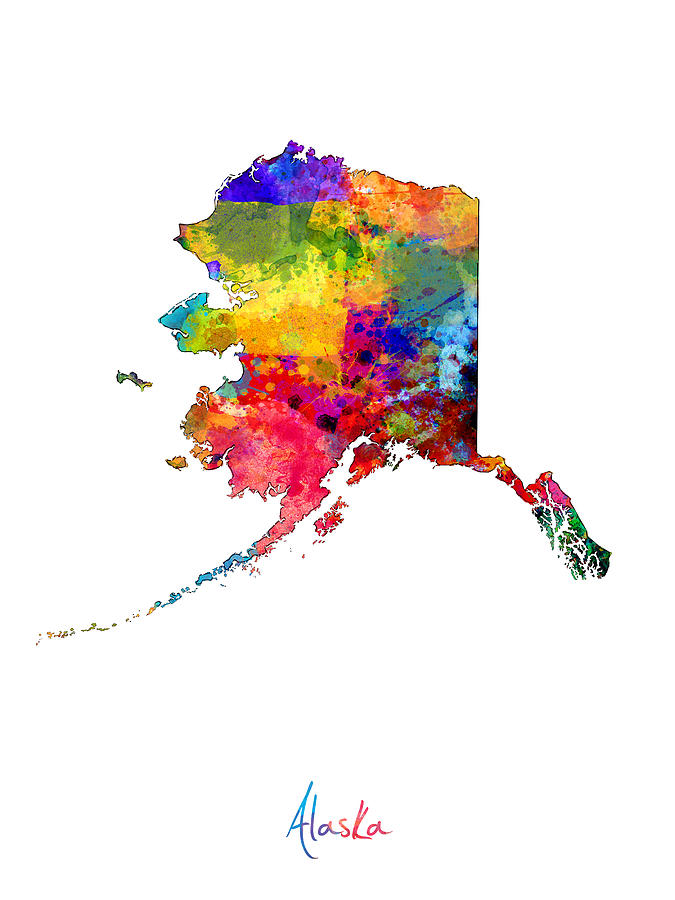 Alaska Map Digital Art by Michael Tompsett