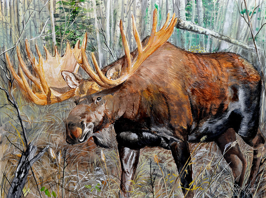 Nature Painting - Alaska Moose by Alvin Hepler