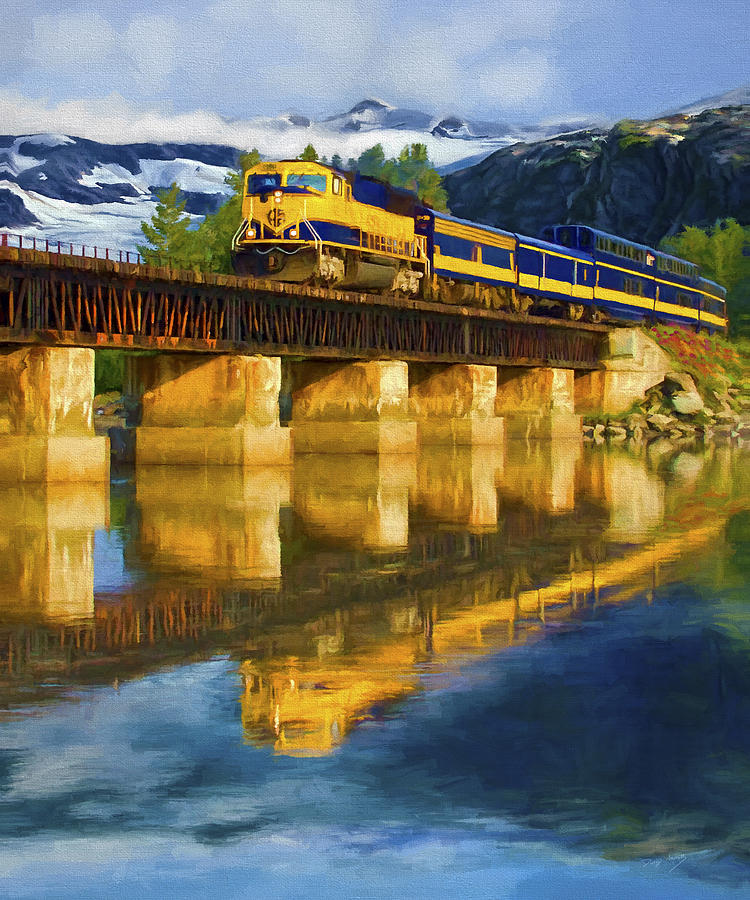Alaska Railroad Reflections Painting by David Wagner