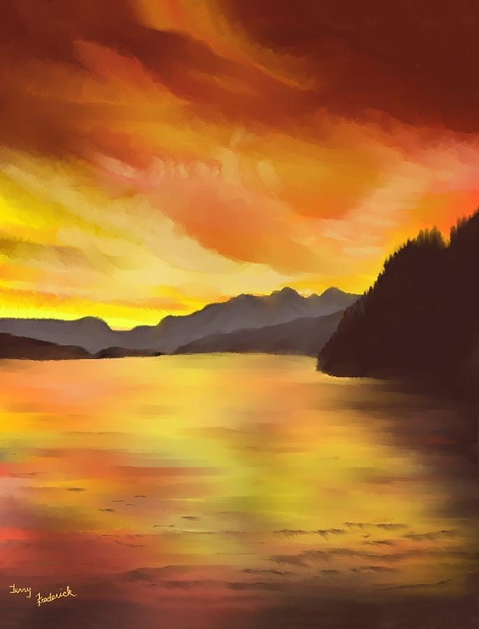 Alaska Sunset Painting by Terry Frederick