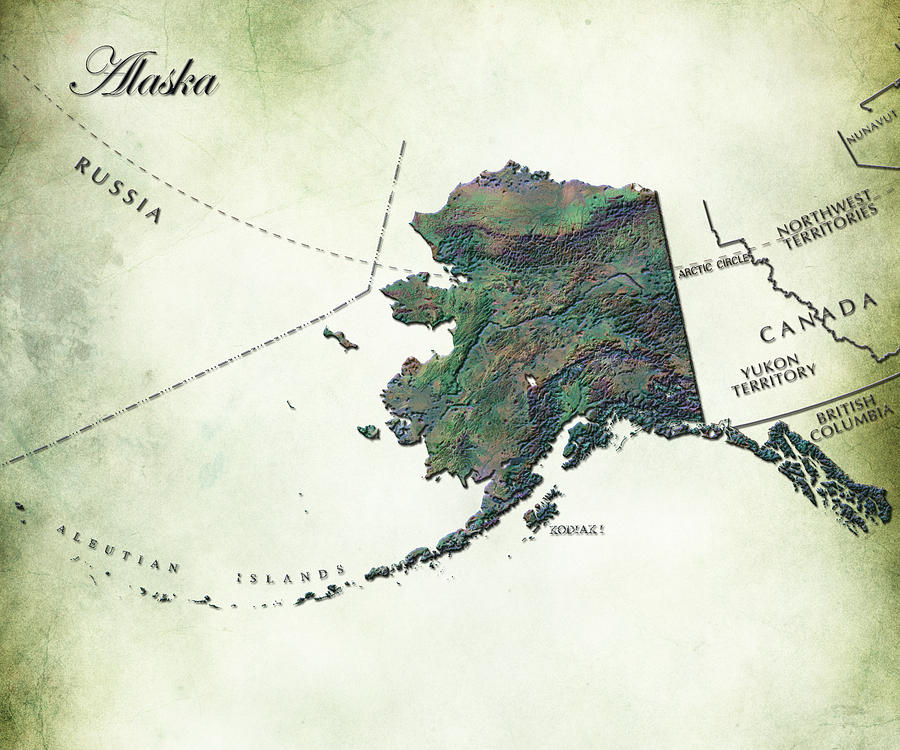 Alaska Vintage Map Digital Art by Brian Reaves