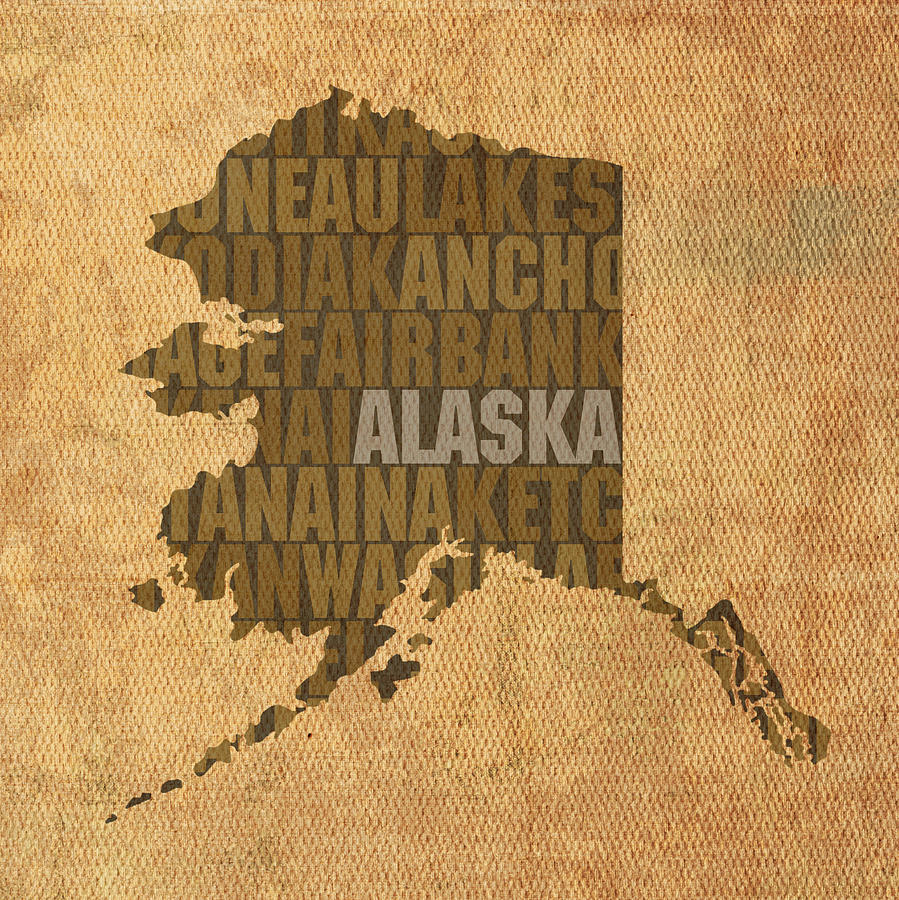 Alaska Word Art State Map on Canvas Mixed Media by Design Turnpike