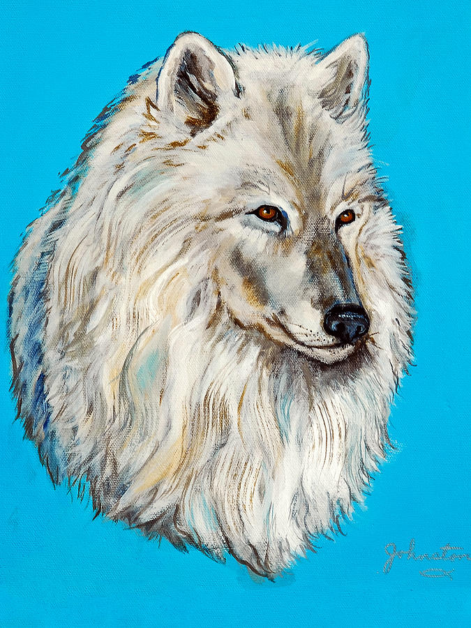 Wildlife Painting - Alaskan White Wolf Original ForSale by Bob and Nadine Johnston