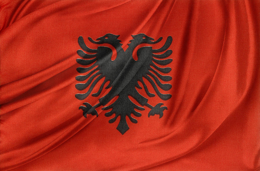 Albanian flag Photograph by Les Cunliffe