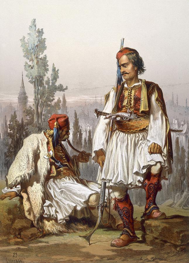 Turkey Drawing - Albanians, 1865 by Amadeo Preziosi