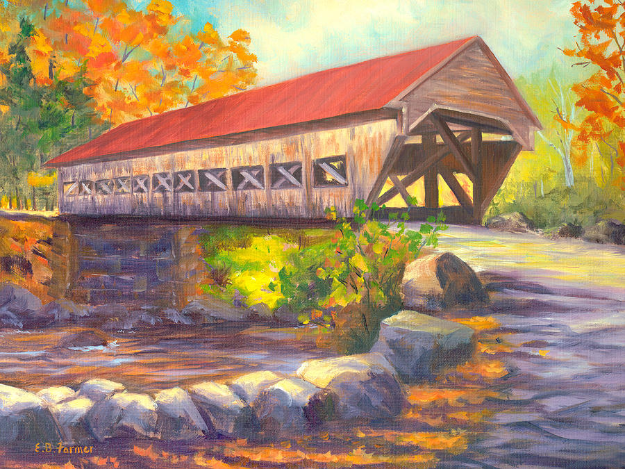 Albany Covered Bridge #49, New Hampshire Painting by Elaine Farmer