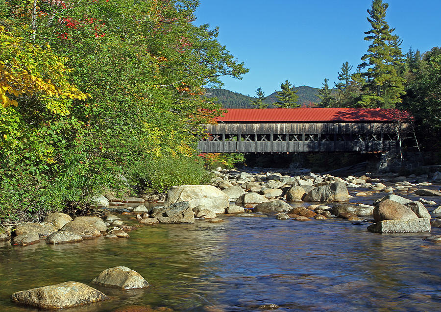 Fall Photograph - Albany Covered Bridge in the White Mountains by Juergen Roth