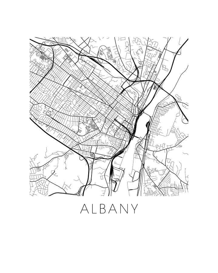 Albany Map Digital Art by Olivier Gratton-Gagne - Fine Art America