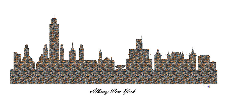 Albany New York 3D Stone Wall Skyline Digital Art by Gregory Murray