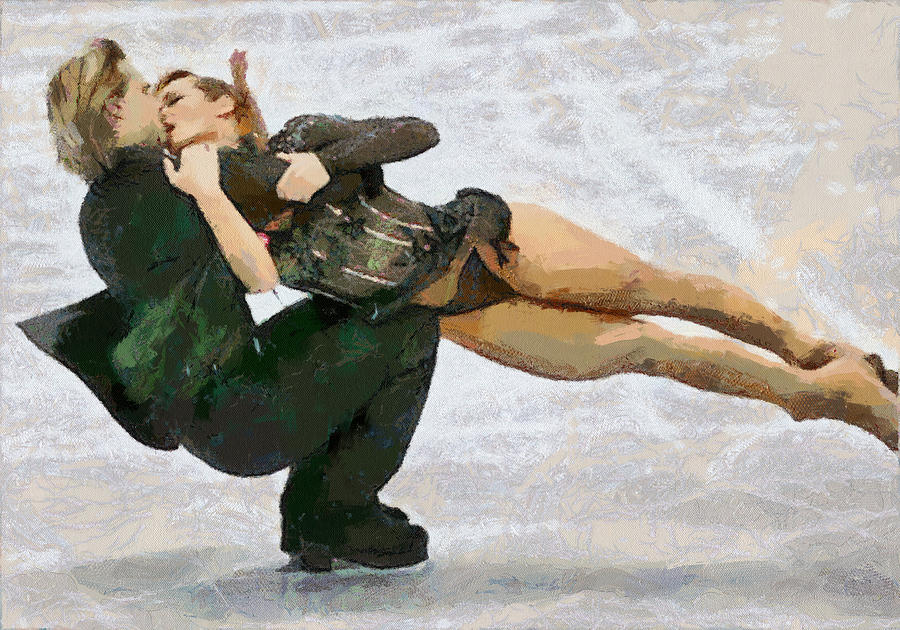Sports Painting - Albena and Maxim Ice Dancers by Georgi Dimitrov