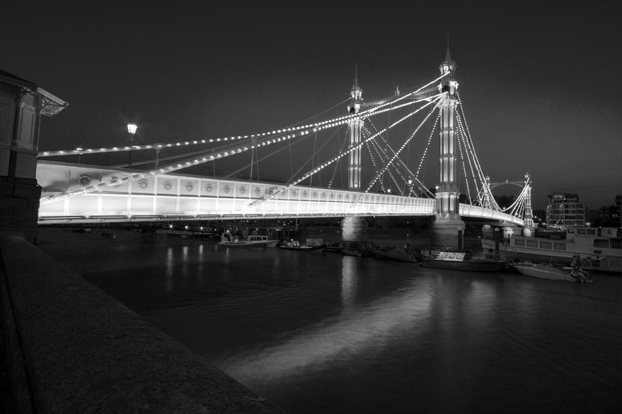London Photograph - Albert Bridge at night  by David French
